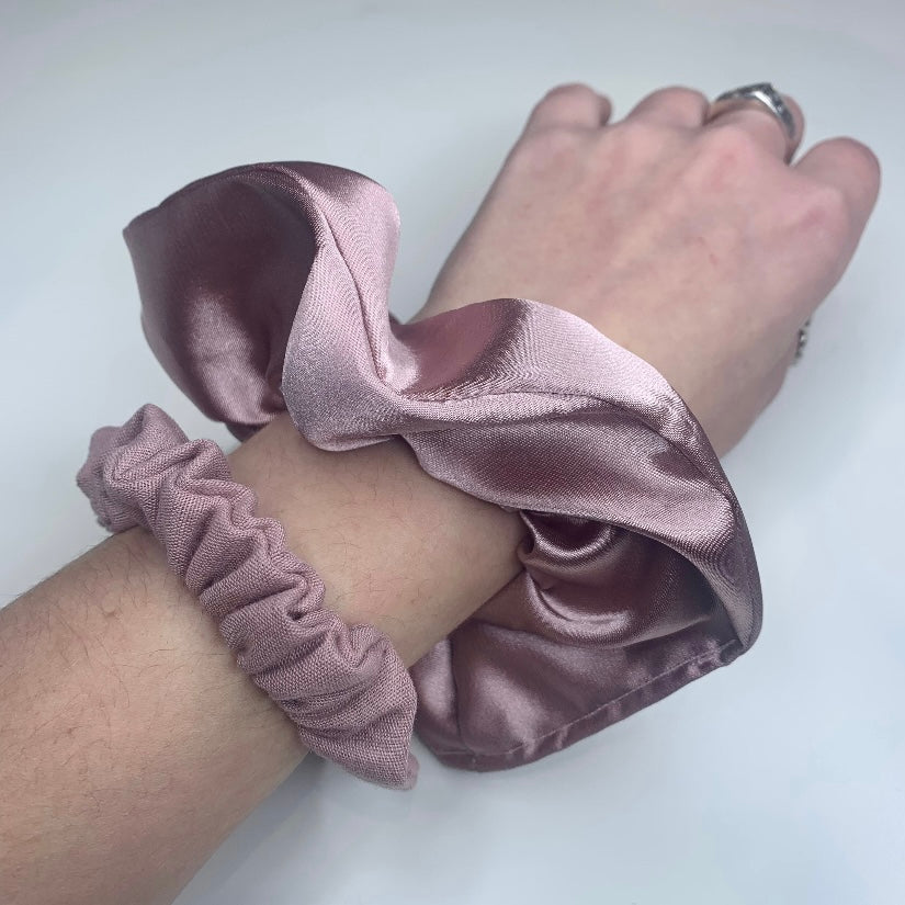 Pink Satin Scrunchie