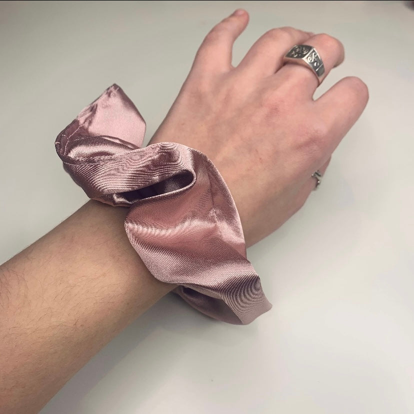 Pink Satin Scrunchie