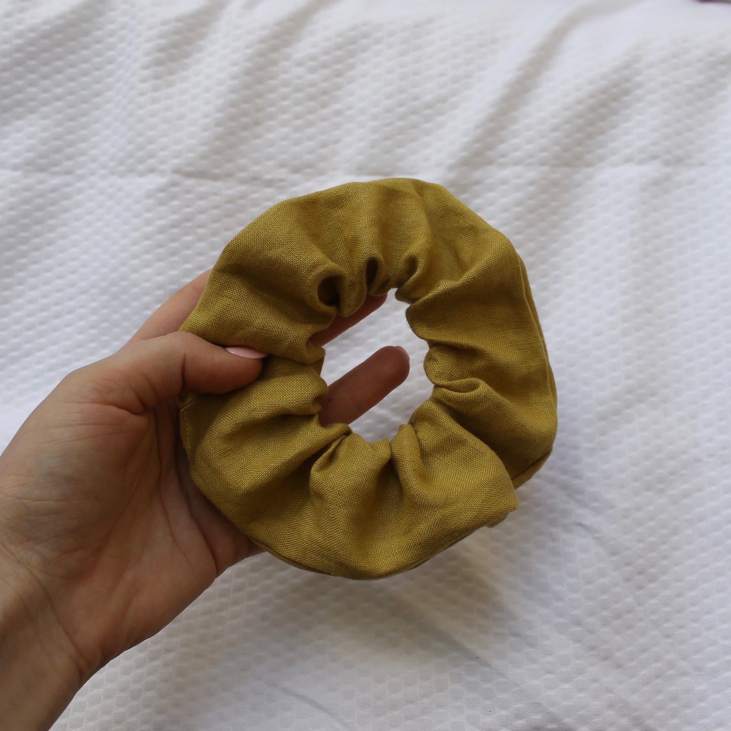 Chartreuse Linen Scrunchie